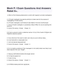 Private Investigator Exam Questions and Answers