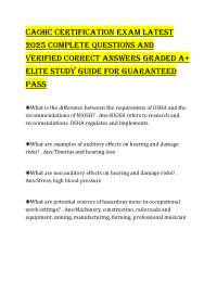 CAOHC CERTIFICATION EXAM LATEST 2025 COMPLETE QUESTIONS AND VERIFIED CORRECT ANSWERS GRADE