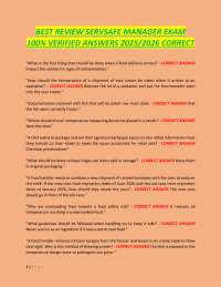 ServSafe Manager Exam Questions and Verified Answers 2025/2026