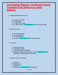 Food Safety Manager Certification Exam Prep: Questions and Answers