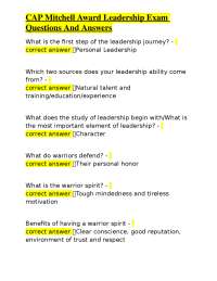 CAP Mitchell Award Leadership Exam: Questions and Answers