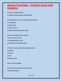 Food Safety Practice Exam with Answers