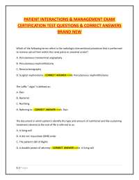 Patient Interactions & Management Exam: Certification Test Questions and Answers