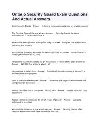Ontario Security Guard Exam: Questions and Answers for Test Preparation