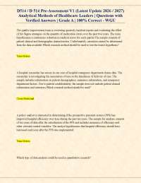 D514 / D 514 Pre-Assessment V1 (Latest Update 2026 / 2027) Analytical Methods of Health