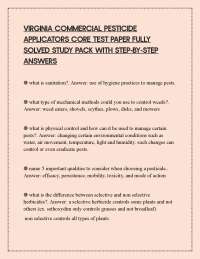 VIRGINIA COMMERCIAL PESTICIDE APPLICATORS CORE TEST PAPER FULLY SOLVED STUDY PACK WITH STE