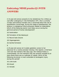 Embryology Practice Questions with Answers