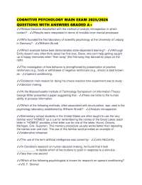 COGNITIVE PSYCHOLOGY MAIN EXAM 2025/2026 QUESTIONS WITH ANSWERS GRADED A+