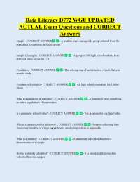 Data Literacy D772 WGU UPDATED ACTUAL Exam Questions and CORRECT Answers
