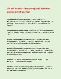 Embryology and Anatomy Exam Questions with Answers