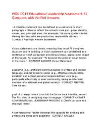 WGU D016 Educational Leadership Assessment 41 Questions with Verified Answers,100%CORRECT