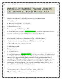 Perioperative Nursing - Practice Questions and Answers 2024-2025 Success Guide