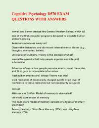 Cognitive Psychology Exam Questions and Answers