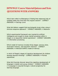 Cognitive Psychology Quizzes and Answers