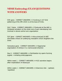 Embryology Exam Questions and Answers