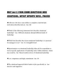 MGT 6615 FINAL EXAM QUESTIONS AND SOLUTIONS, LATEST UPDATE 2025, PASSED