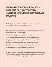 VIRGINIA PESTICIDE TECHNICIAN STUDY GUIDE 2025 FULLY SOLVED REVIEW HANDBOOK WITH VERIFIED