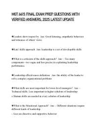 MGT 6615 FINAL EXAM PREP QUESTIONS WITH VERIFIED ANSWERS, 2025 LATEST UPDATE