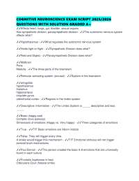 COGNITIVE NEUROSCIENCE EXAM SCRIPT 2025/2026 QUESTIONS WITH SOLUTION GRADED A+