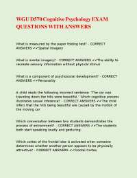 WGU D570 Cognitive Psychology EXAM QUESTIONS WITH ANSWERS