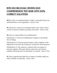 INTB 1203 NEU EXAM 1 REVIEW 2025 COMPREHENSIVE TEST BANK WITH 100% CORRECT SOLUTIONS