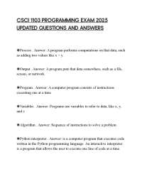 CSCI 1103 PROGRAMMING EXAM 2025 UPDATED QUESTIONS AND ANSWERS