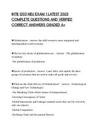 INTB 1203 NEU EXAM 1 LATEST 2025 COMPLETE QUESTIONS AND VERIFIED CORRECT ANSWERS GRADED A+