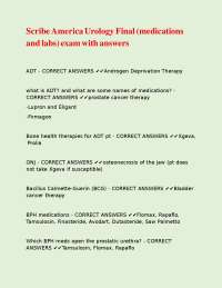 Urology Exam Questions and Answers: Medications and Labs