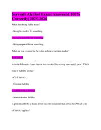 ServSafe Alcohol Exam Questions and Answers 2025-2026