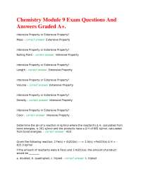 Chemistry Module 9 Exam Questions and Answers