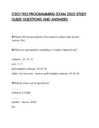 CSCI 1103 PROGRAMMING EXAM 2025 STUDY GUIDE QUESTIONS AND ANSWERS
