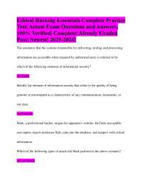 Ethical Hacking Essentials Complete Practice Test| Actual Exam Questions and Answers, 100%