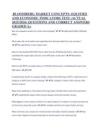 Bloomberg Market Concepts: Equities and Economic Indicators Test Questions and Answers