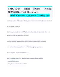 Organizational Behavior Final Exam Questions and Answers