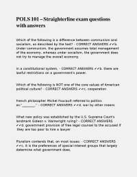 Political Science Exam Questions and Answers