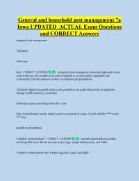 General and household pest management 7a Iowa UPDATED ACTUAL Exam Questions and CORRECT