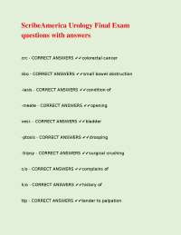 Urology Final Exam Q&A: Key Concepts and Definitions
