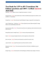 LPN to RN Transitions Test Bank: Questions and Answers for Nursing Students
