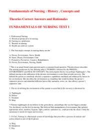 Fundamentals of Nursing: Concepts, Theories, and Practice Questions