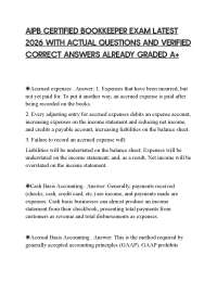 AIPB CERTIFIED BOOKKEEPER EXAM LATEST 2026 WITH ACTUAL QUESTIONS AND VERIFIED CORRECT ANSW