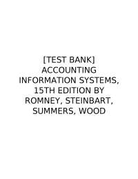 Accounting Information Systems – Test Bank, 15th Edition by Romney, Steinbart, Summers & W