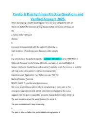 Cardiology and Dysrhythmias Practice Questions with Verified Answers