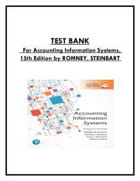 Accounting Information Systems – Test Bank, 15th Edition by Romney, Steinbart, Summers & W
