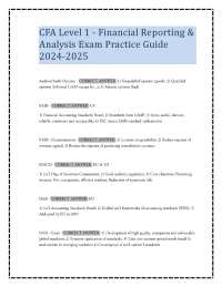 CFA Level 1 - Financial Reporting & Analysis Exam Practice Guide 2024-2025