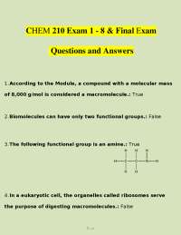 CHEM 210 Exam 1 & Final Exam Questions and Answers