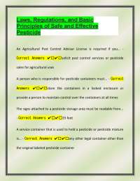 Pesticide Laws and Regulations: Safe and Effective Use
