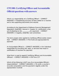 Certifying Officer and Accountable Official Responsibilities: Questions and Answers