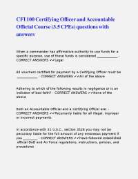 CFI Certifying Officer and Accountable Official Course Questions and Answers