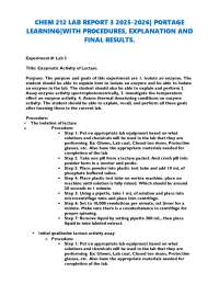 Enzymatic Activity of Lactase: A Detailed Lab Report