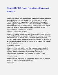 General BCBA Exam Questions with correct answers